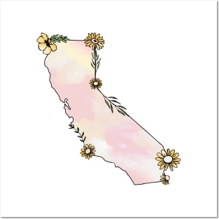 Floral California Doodle Sticker Posters and Art